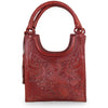 Red Anabaglish Holly Tooled Leather Bag on a white background