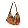 Floral print tote with kantha stitching, at an angle Vivienne Kantha Tote.