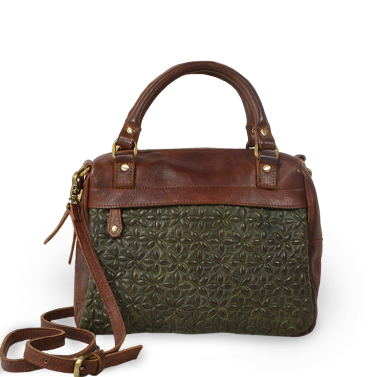 Quilted fern crossbody bag, front view and handle down, Rosalie Quilted Crossbody Bag.