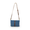 Blue cotton knit bag, back view handle up, Yolanda Knit Foldover Crossbody Bag.