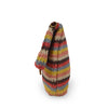 Colorful striped cotton knit bag, side view as a clutch, Yolanda Knit Foldover Crossbody Bag.
